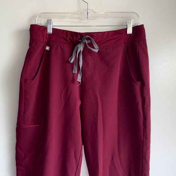 FIGS Zamora Scrub Pants Joggers Size Medium Burgundy Maroon - Picture 2 of 10
